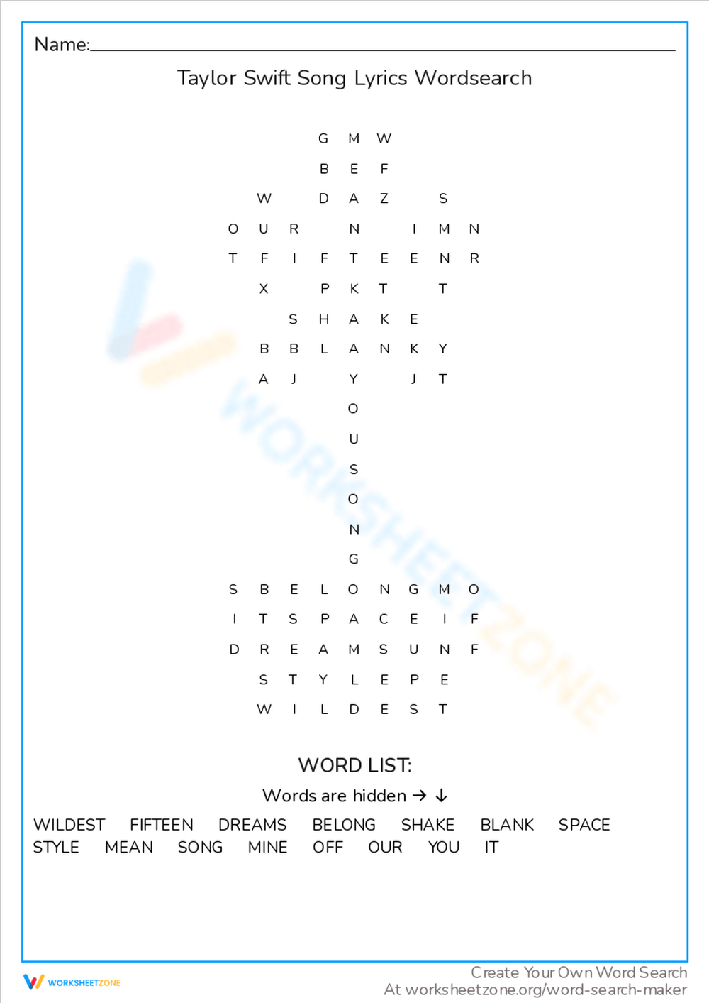 Taylor Swift Lyrics Word Search Swiftie Fun Worksheet Taylor Swift Lyrics Word Search Swiftie Fun Worksheet