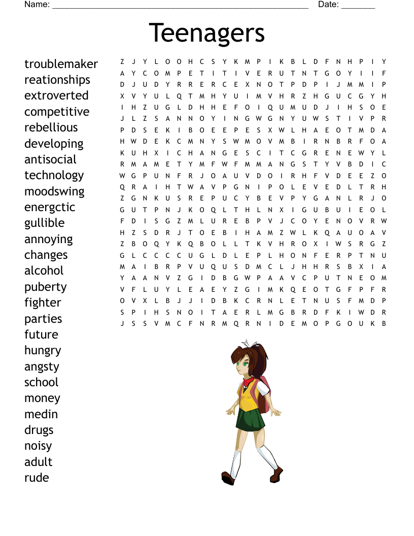 Teenagers Word Search WordMint Teenagers Word Search WordMint