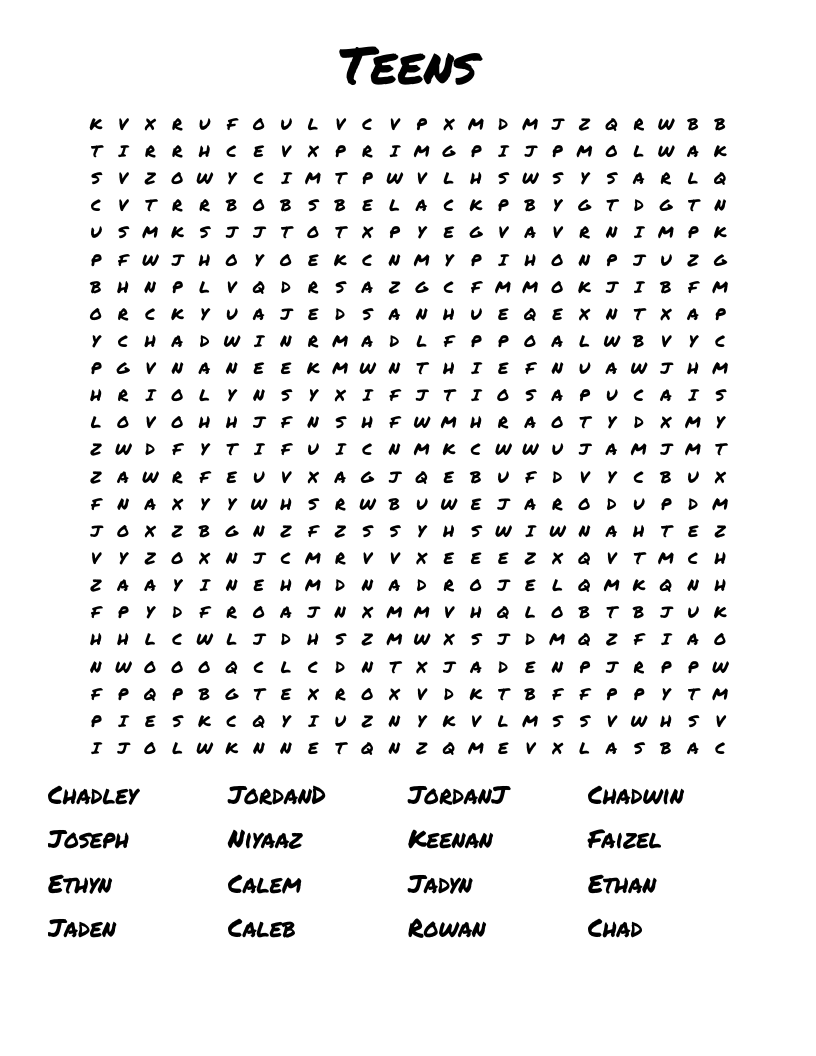 Printable Word Searches For Teens Printable Word Searches For Teens
