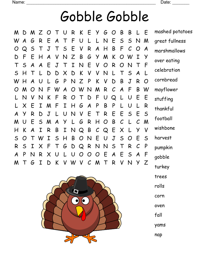 Thanksgiving Feast Word Search WordMint Thanksgiving Feast Word Search WordMint