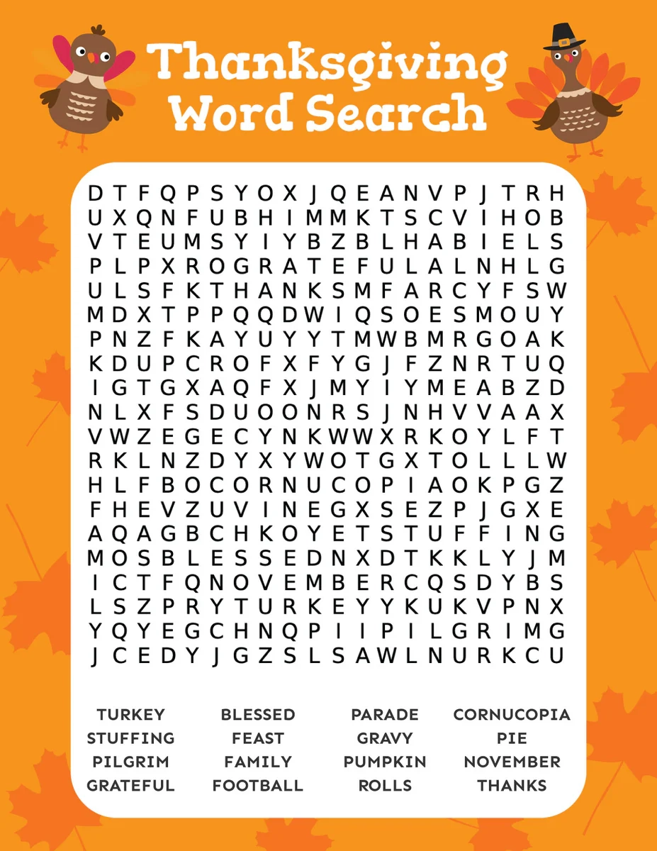 Thanksgiving Word Search Play Party Plan Thanksgiving Word Search Play Party Plan