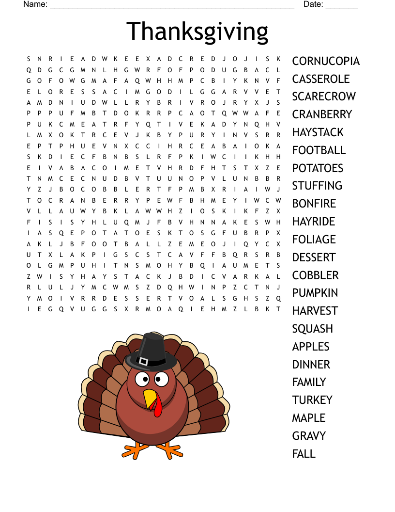 Thanksgiving Word Search Free Printable Thanksgiving Word Search Free Printable