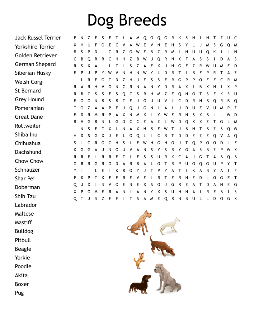 Types Of Dogs Word Search WordMint Types Of Dogs Word Search WordMint