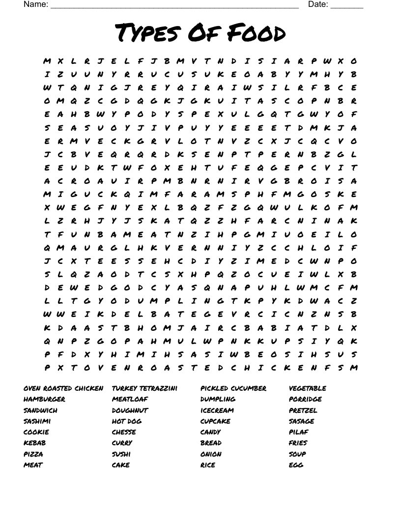 Free Printable Food Word Search Puzzles Free Printable Food Word Search Puzzles