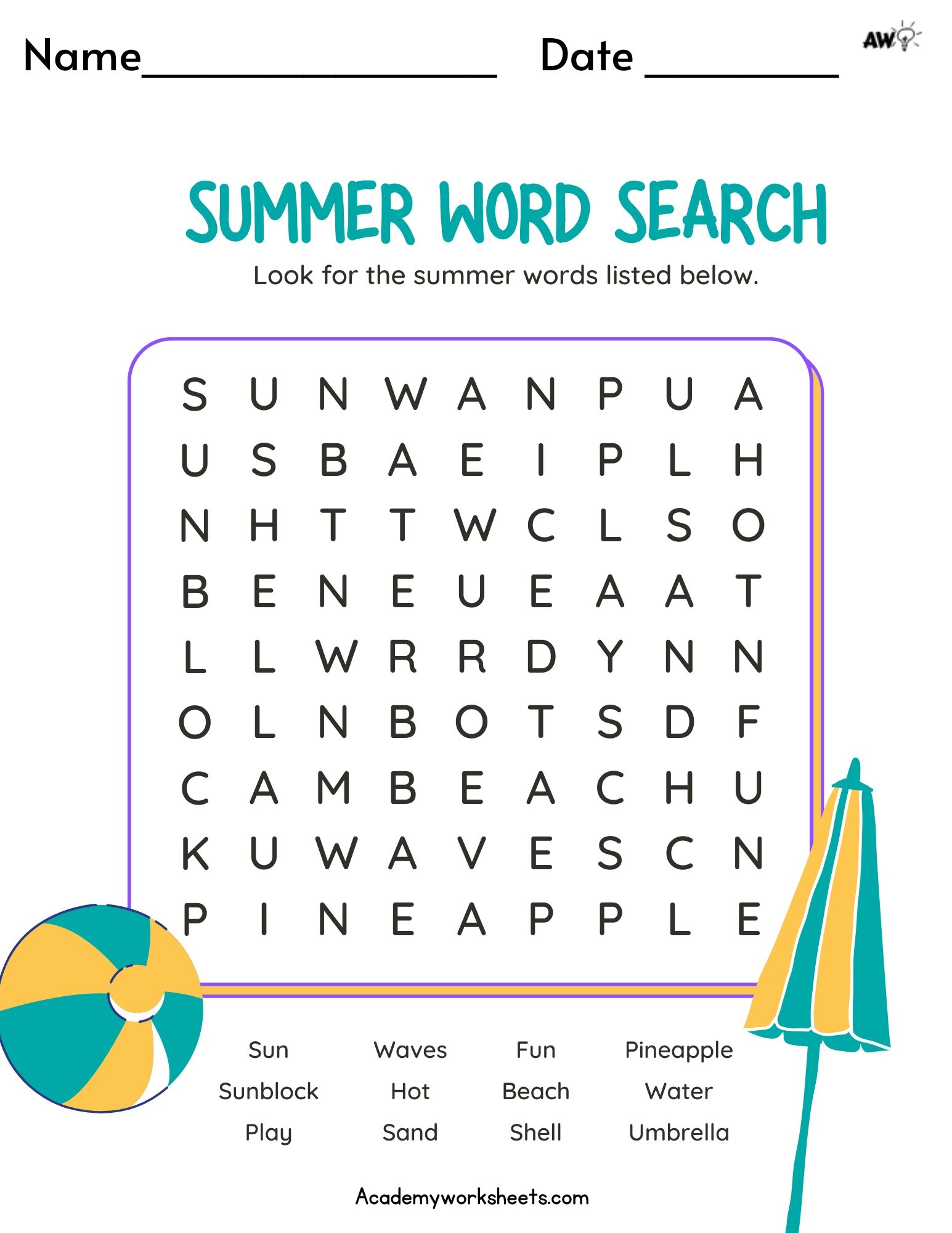 Ultimate Fun Summer Word Searches For Kids Academy Worksheets Ultimate Fun Summer Word Searches For Kids Academy Worksheets