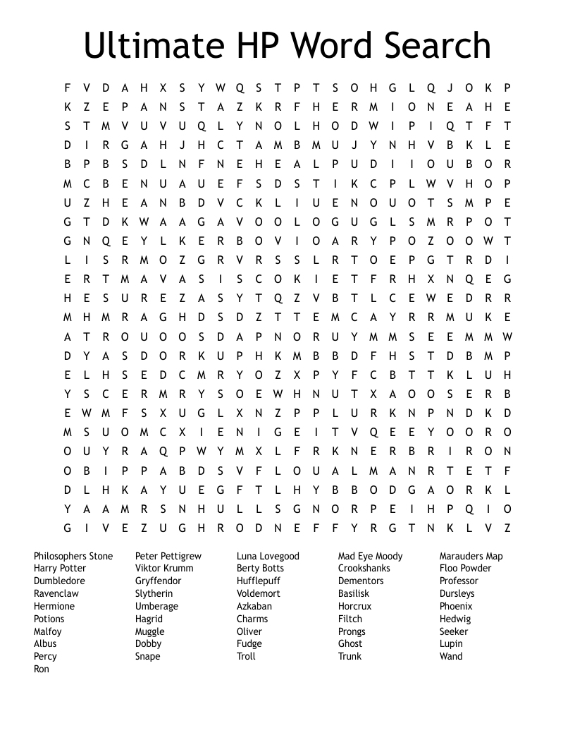 Ultimate HP Word Search WordMint Ultimate HP Word Search WordMint