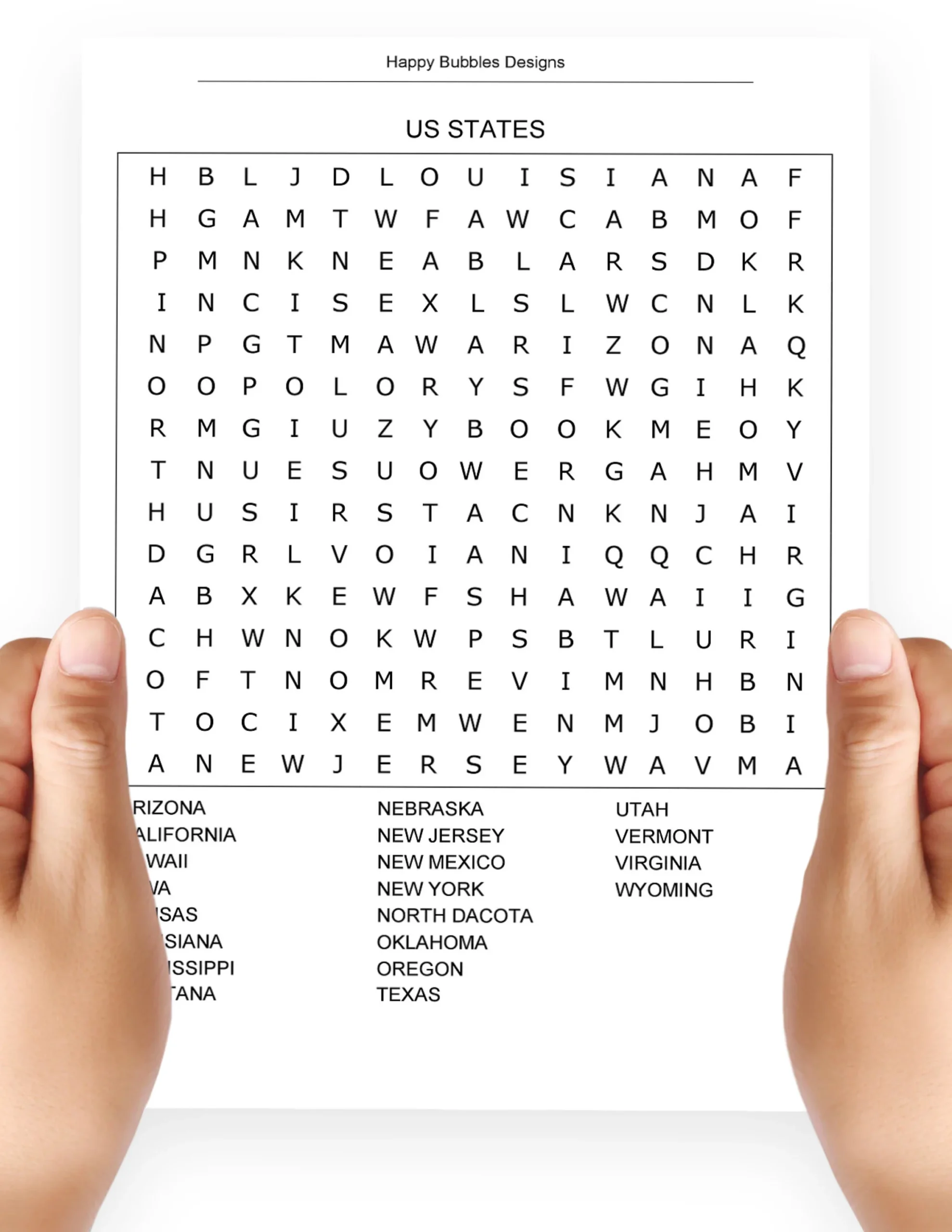 US States Word Search Puzzle In Large Print Etsy US States Word Search Puzzle In Large Print Etsy