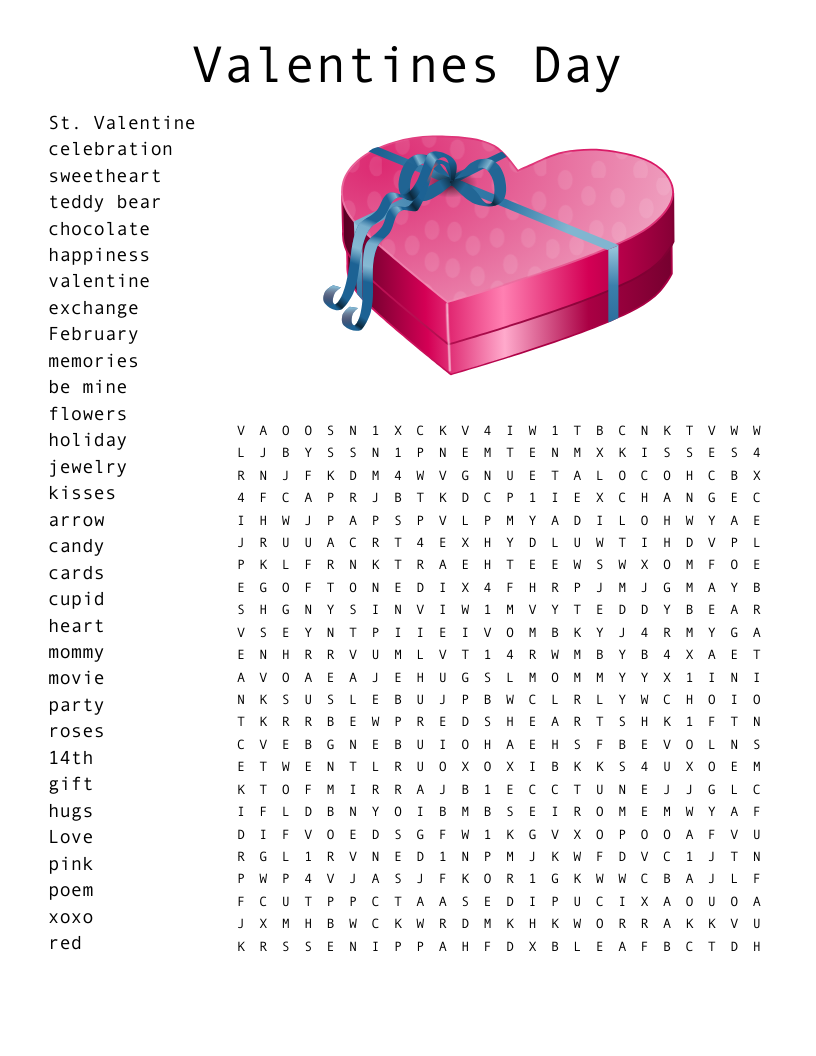 Valentine s Day Word Search WordMint Valentine s Day Word Search WordMint