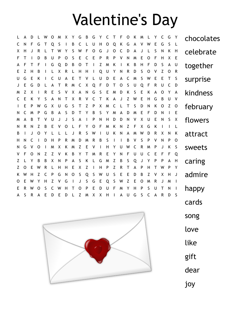 Valentine s Day Word Search WordMint Valentine s Day Word Search WordMint