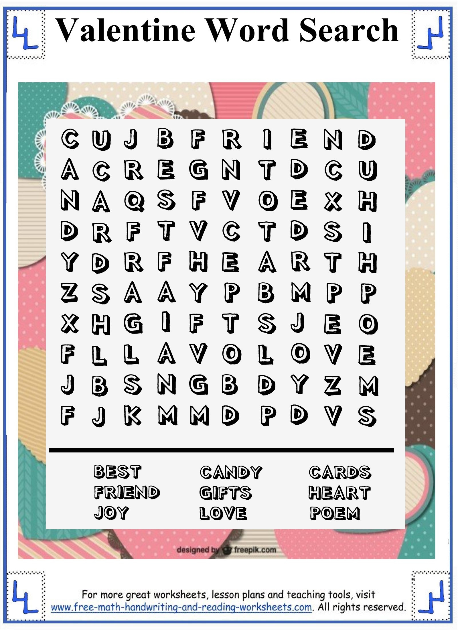 Valentine Word Search Printable Puzzles Valentine Word Search Printable Puzzles