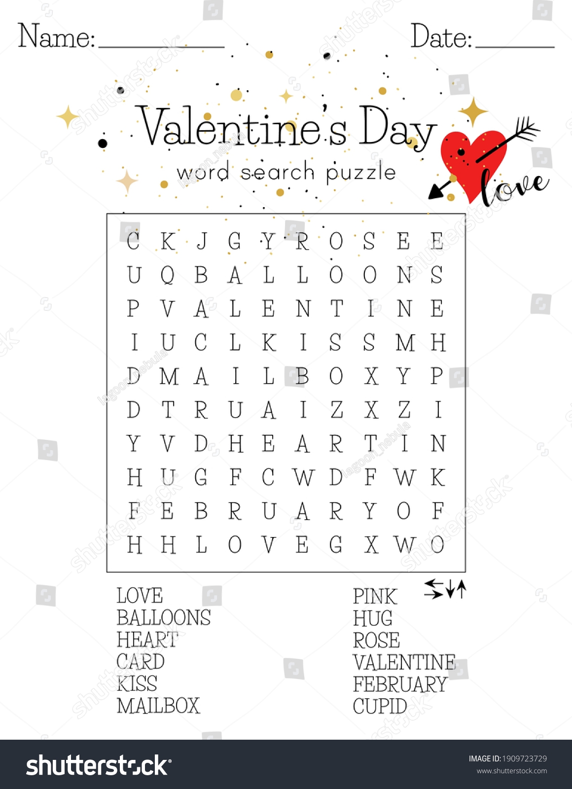 Valentine's Day Word Search Printable Pdf