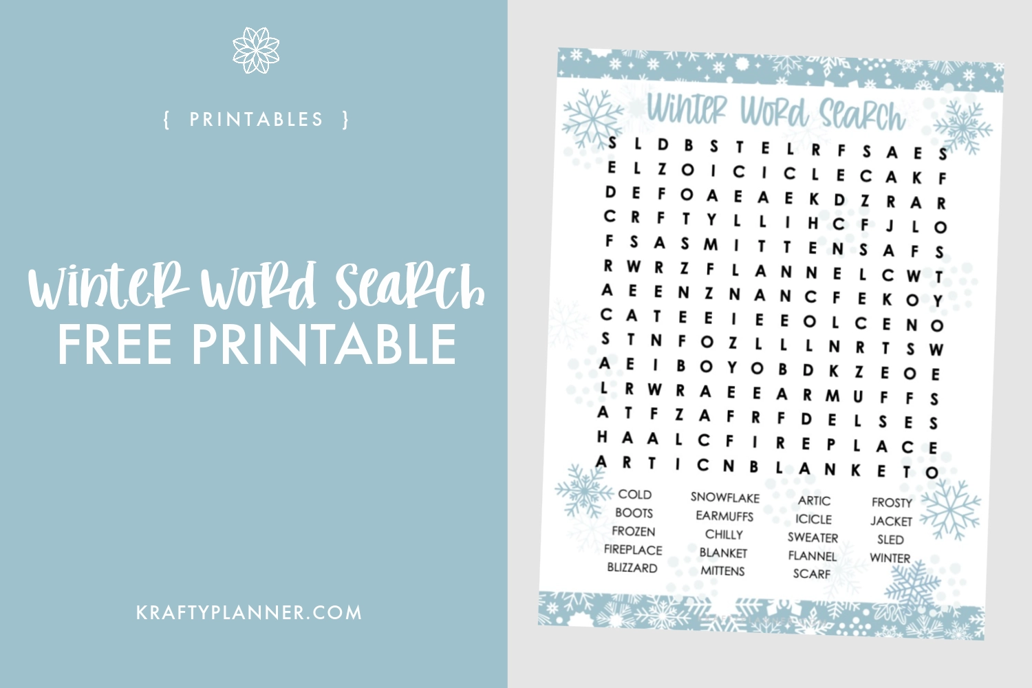 Winter Word Search Free Printable Krafty Planner Winter Word Search Free Printable Krafty Planner