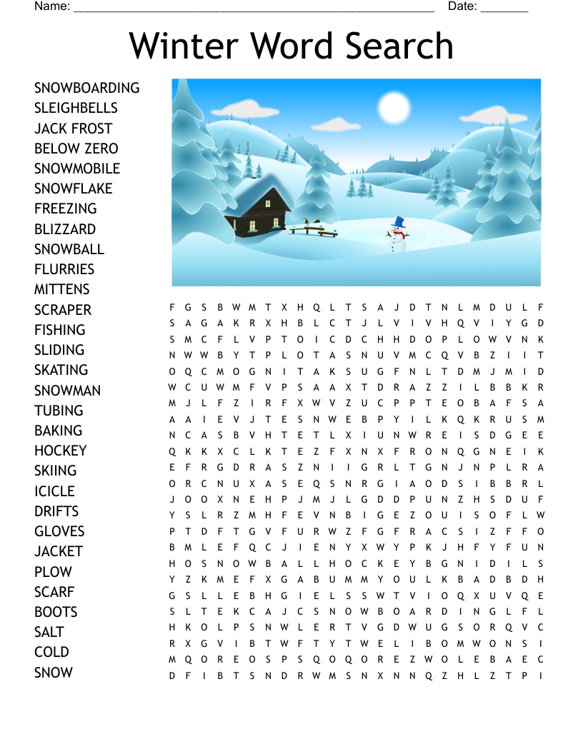 Free Printable Winter Word Search Puzzles Free Printable Winter Word Search Puzzles