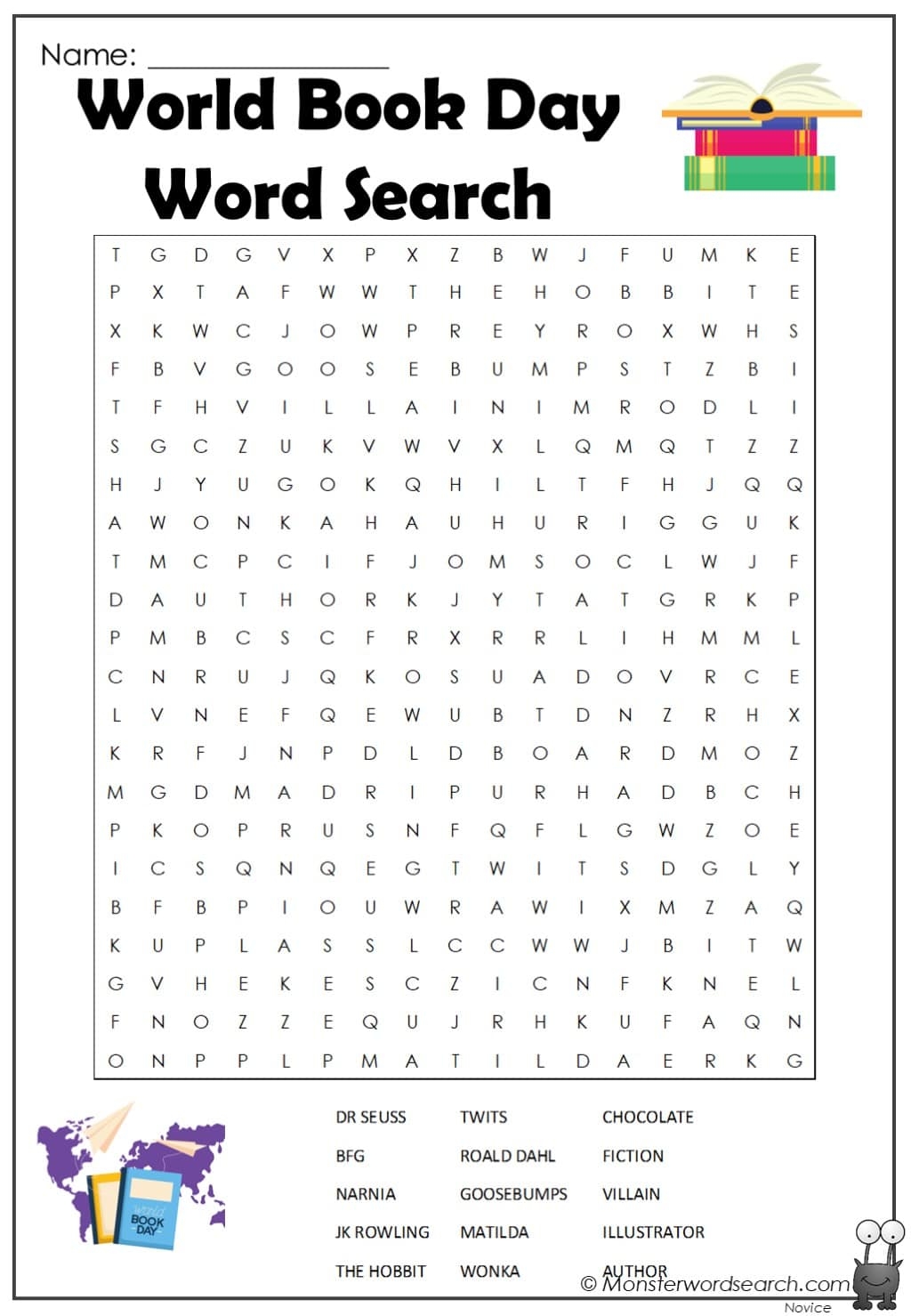 World Book Day Word Search Monster Word Search World Book Day Word Search Monster Word Search