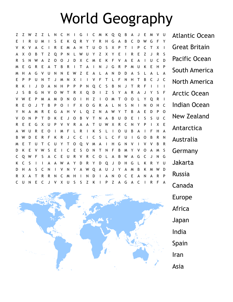 World Geography Word Search WordMint World Geography Word Search WordMint