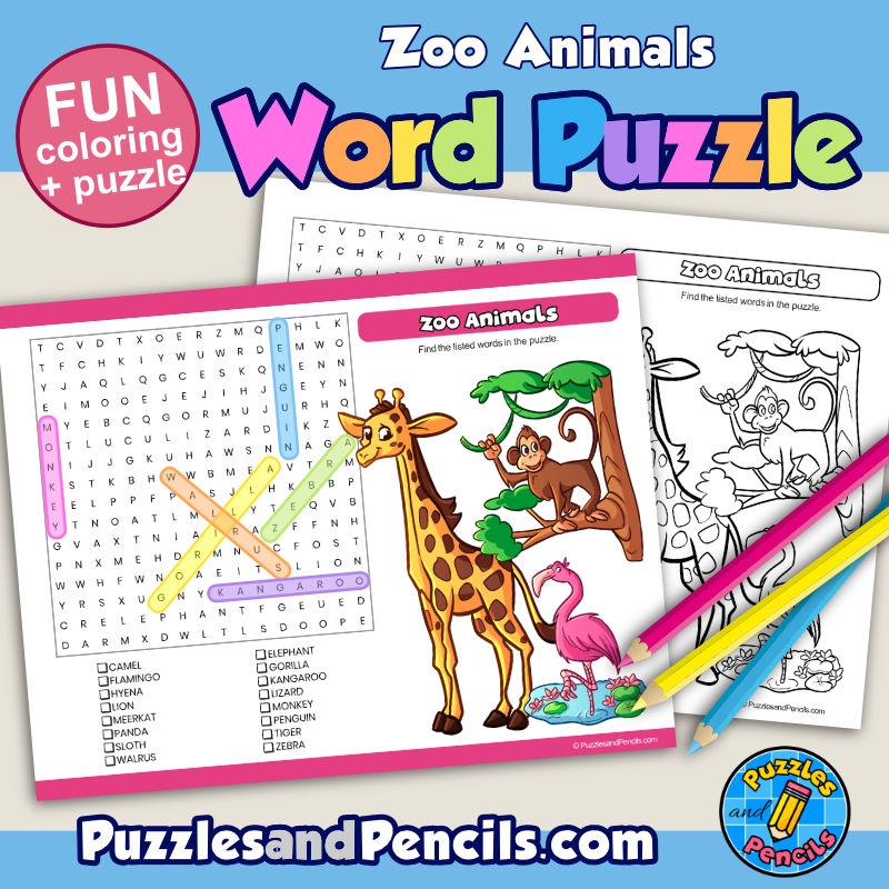 Zoo Animals Word Search Puzzle Activity Page And Coloring Wordsearch Made By Teachers Zoo Animals Word Search Puzzle Activity Page And Coloring Wordsearch Made By Teachers